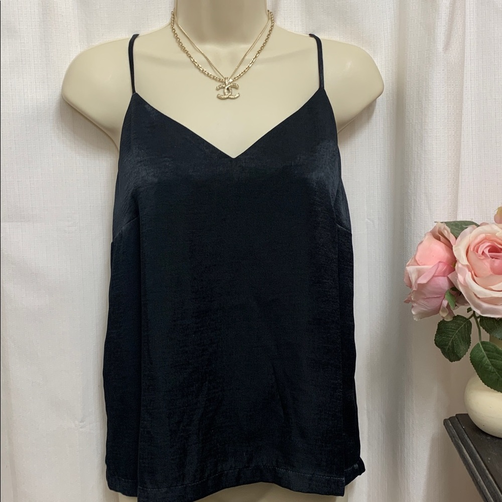 Black Satin Camisole Minimalist Essential Top